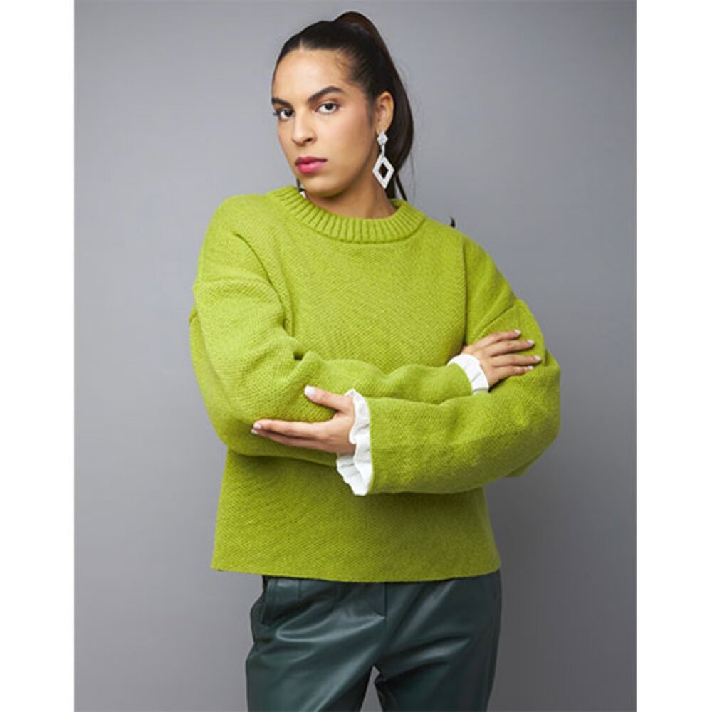 Green Crew Neck Knit Sweater - Picture 5 of 7